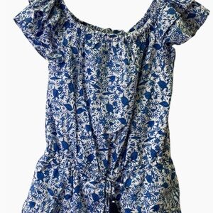 Vineyard Vines Blue and White Floral Romper